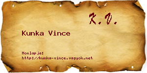 Kunka Vince névjegykártya